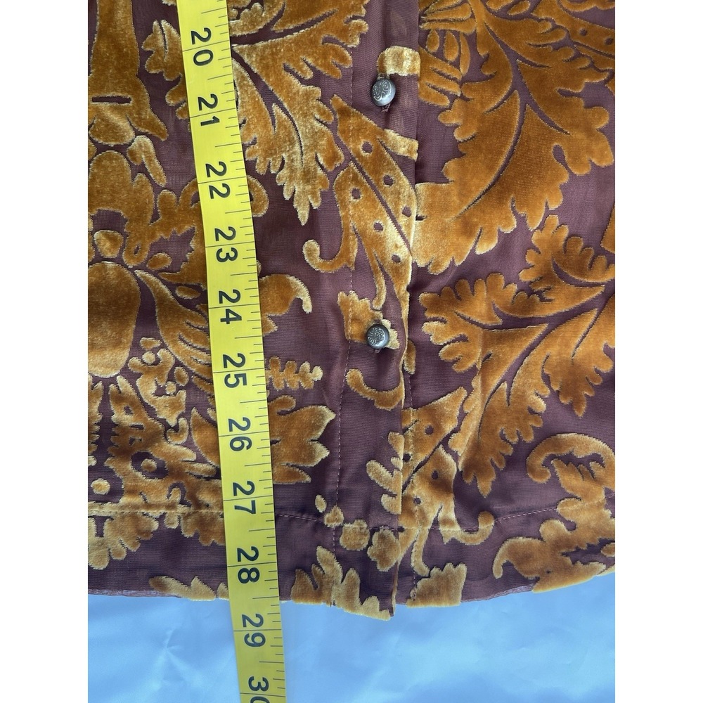 Soft Surroundings Floreat Mustard Gold Velvet Burnout Top Buttondown Size XL - Picture 4 of 6